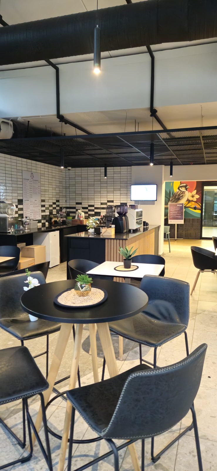 Tables and chairs in the coffee shop