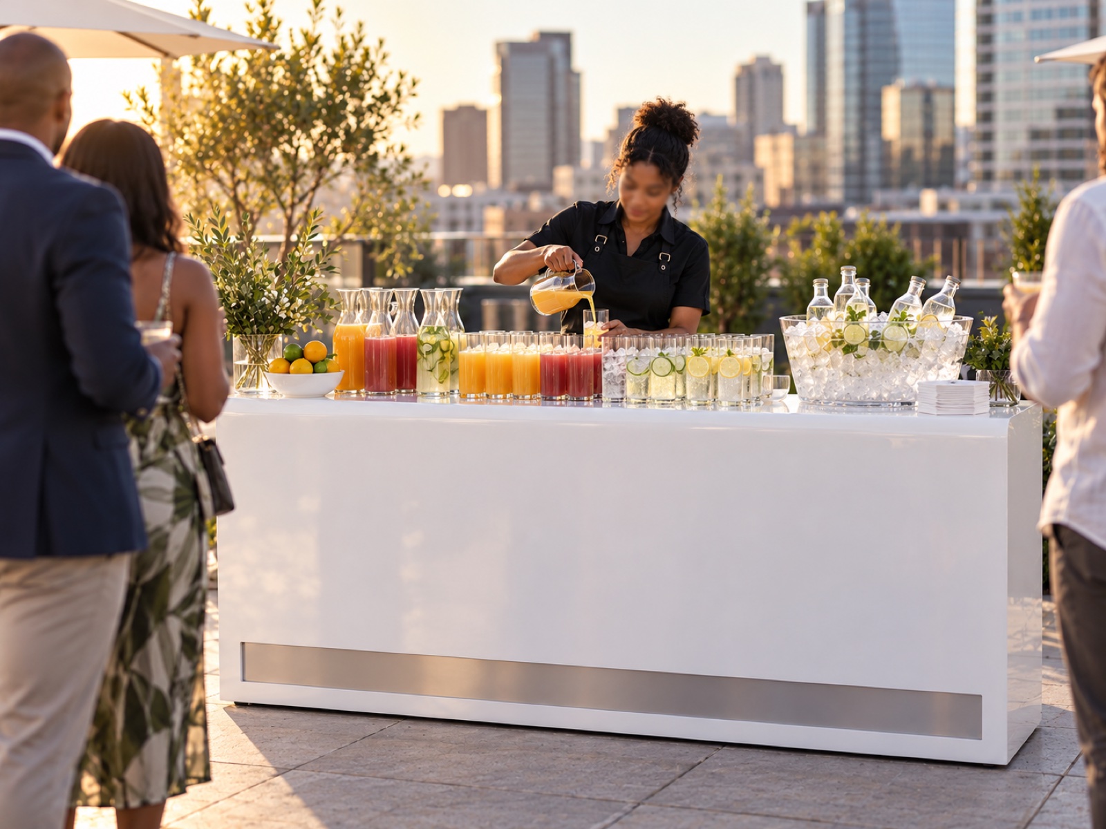 The drinks bar set up and staffed at an event